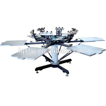 6 color 6 station screen printing press for t-shirt with micro registration